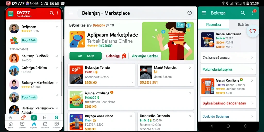 Tampilan antarmuka pengguna yang menarik dari DY777 untuk belanja online.